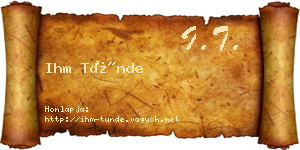 Ihm Tünde névjegykártya